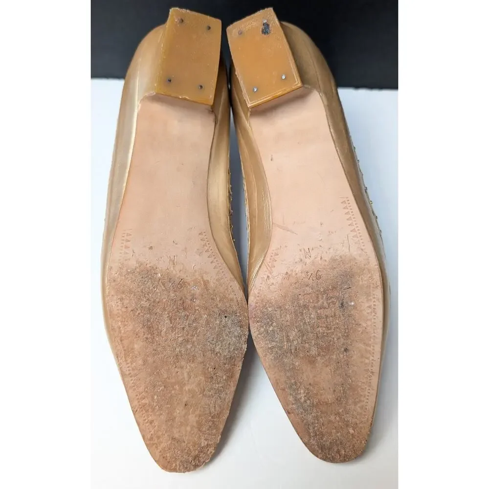 Vtg Margaret Jerrold Pointed Toe Pumps WOMENS 9.5N Gold Silver Art Deco Spain